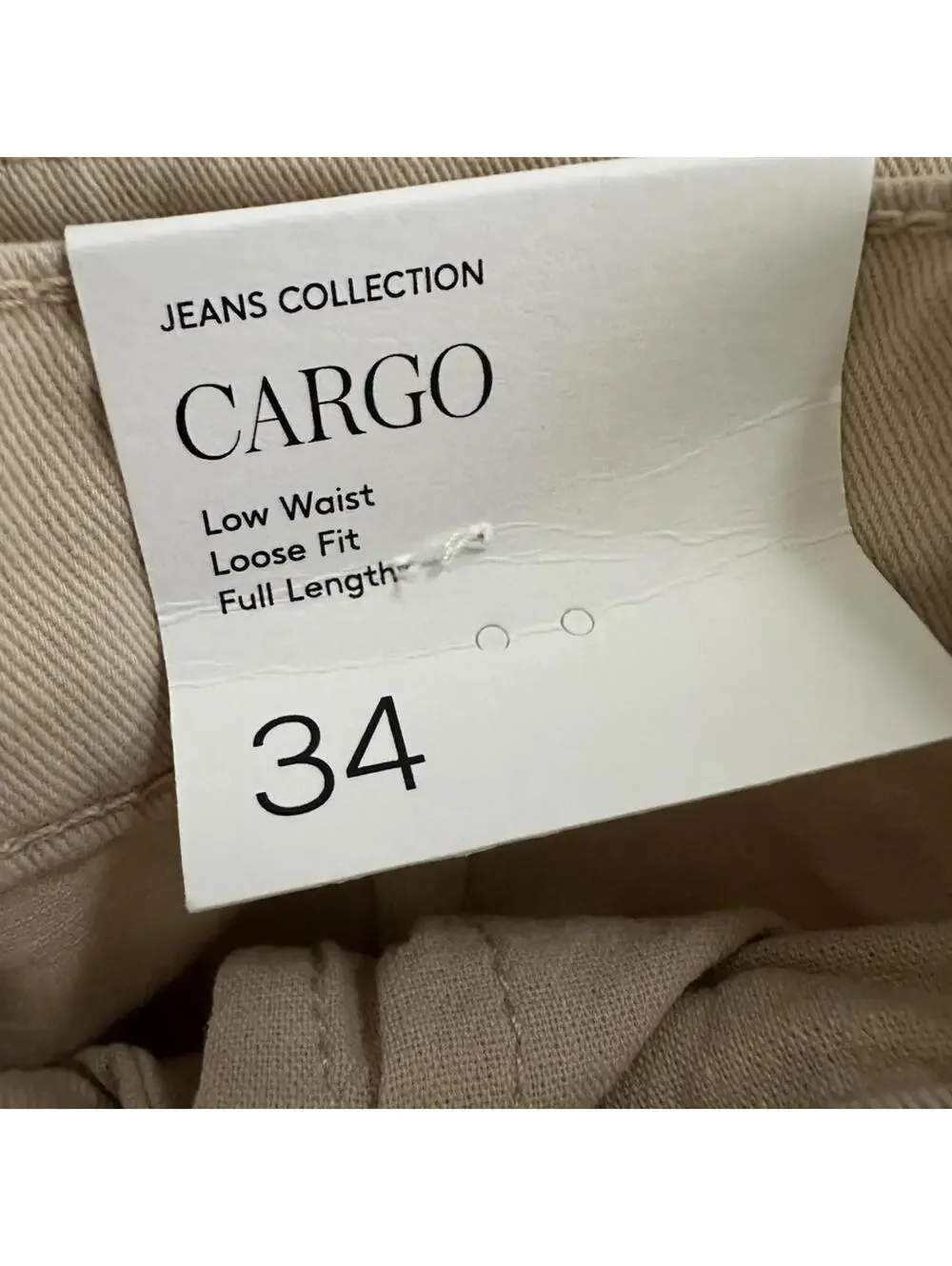 Mango Boyfriend Pocket Cargo Jeans Pants NWT Ecru Beige Size 2 US / 34 EUR
